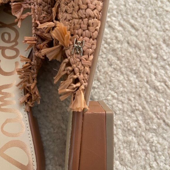 Sam Edelman Reeta Mule Flat Slip On Woven Raffia Fringe Brown Size 8.5 - Picture 2 of 3